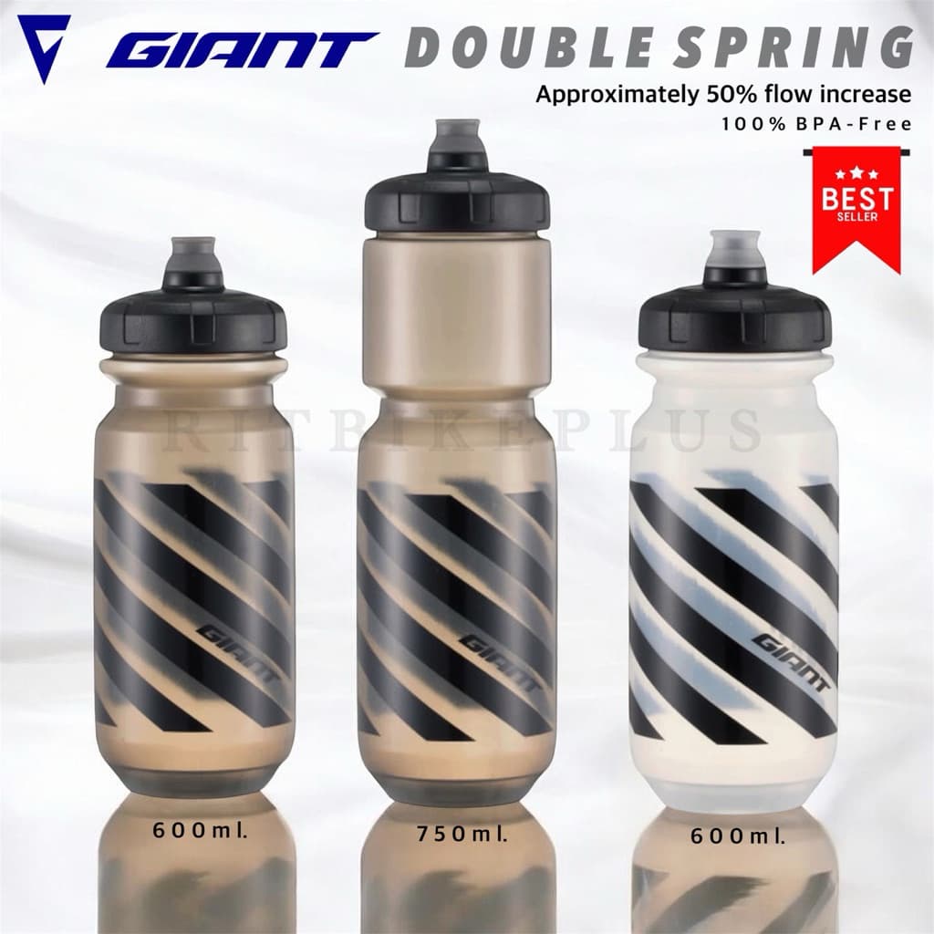 New!!! กระติกน้ำจักรยาน Giant Double Spring 600&750cc. BPA-free จุกระบบใหม่ น้ำพุ่งแรงขึ้น 50 % สินค้าบริษัท รูปที่ 1