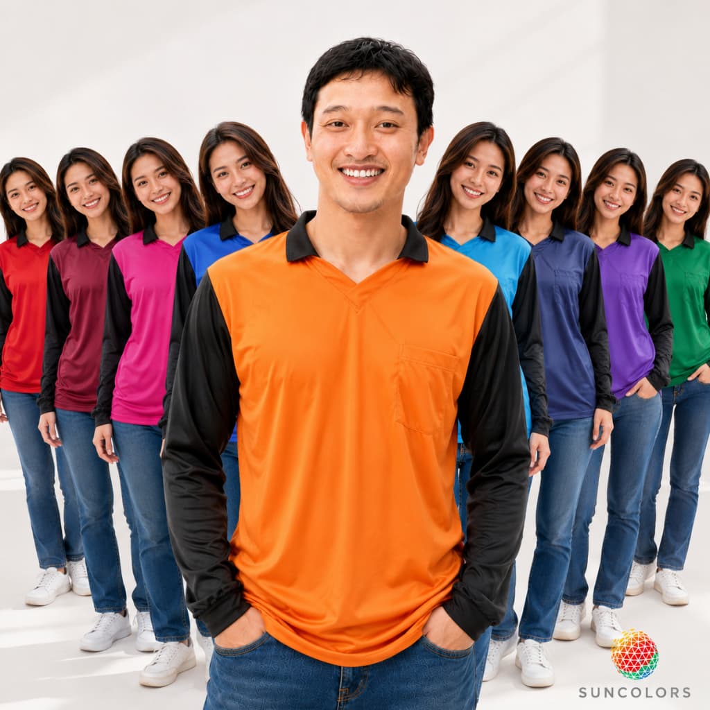 เสื้อคนงานแขนยาว คอปก รอบอกฟรีไซส์42-44นิ้ว มี15สีให้เลือก มีกระเป๋าหน้า ขายส่งราคาโคตรถูก