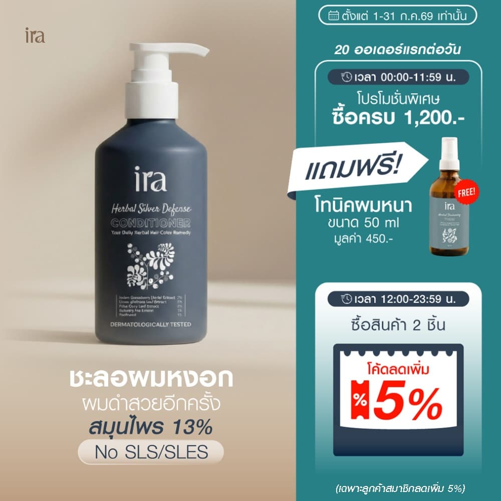 Ira Herbal Silver Defense Conditioner ครีมนวด ชะลอผมหงอก 250ml รูปที่ 1