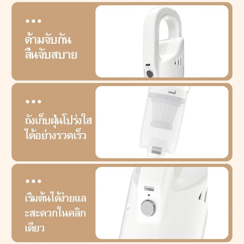 DECKER เครื่องดูดฝุ่นไร้สาย 16000pa เครื่องดูดฝุ่นในรถ แรงดูดสูง 2IN1เครื่องดูดฝุ่น Dry & Wet เหมาะสำหรับสัตว์เลี้ยง รูปที่ 2