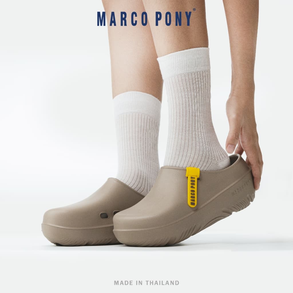 Marco Pony รองเท้าแตะผู้หญิง รองเท้าหัวโต EVA แฟชั่นฤดูร้อน เบาสบาย กันลื่นและทนทาน ไม่มีกลิ่น สไตล์ครีม MH9027 รูปที่ 2