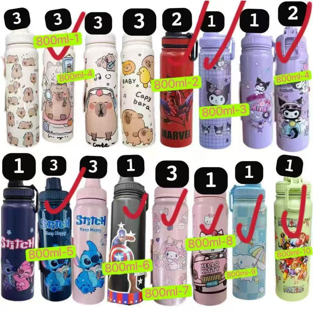 ขวดน้ำสแตนเลส กระบอกน้ำเก็บความร้อน เก็บความเย็น 420ML ลายการ์ตูนน่ารักๆ 420 รูปที่ 7