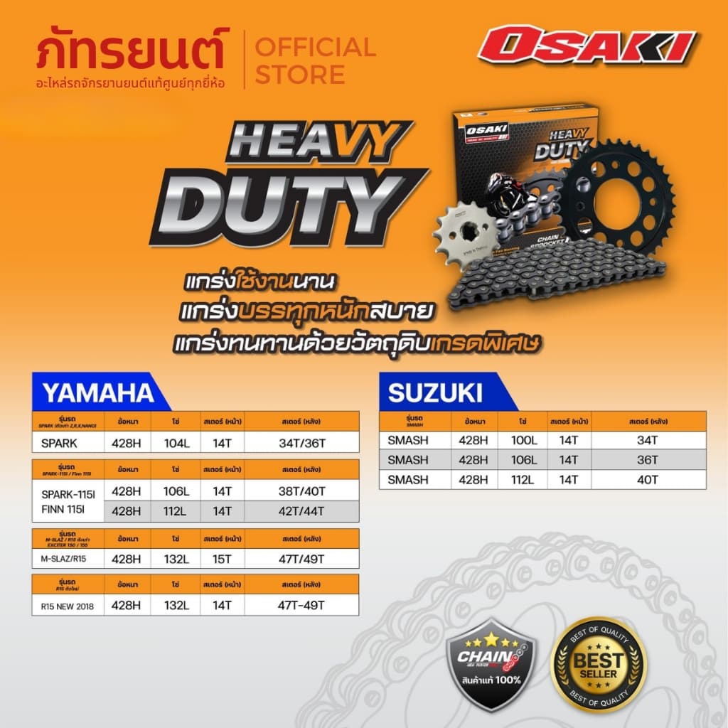 ชุดโซ่สเตอร์ OSAKI 428 Heavy Duty Wave100S U-BOX Wave125R/S/X เวฟ100s เวฟ125r/s/x โอซากิ รูปที่ 5