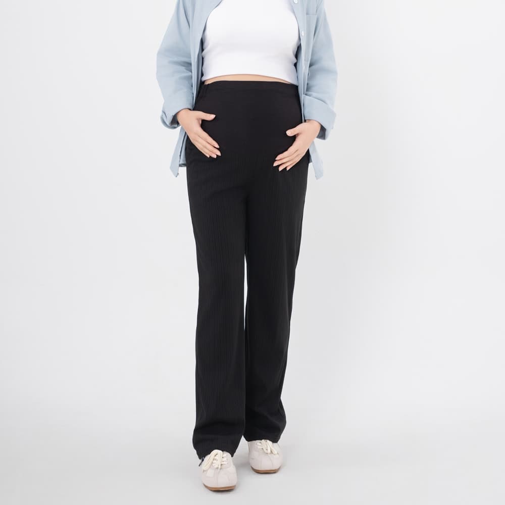 MACHIKO | L31 กางเกงขายาวคนท้อง ผ้าพลีท มีกระเป๋า มีสายปรับขนาดเอว แม่ท้อง ตั้งครรภ์ รูปที่ 2