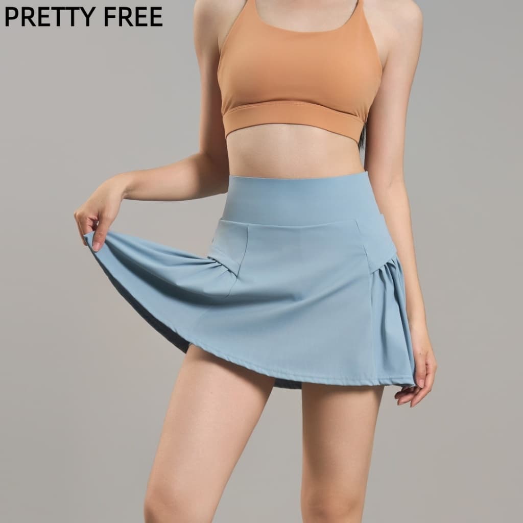 PRETTY FREE กระโปรงกางเกงเอวสูง ความยาวห้าส่วน กระชับหุ่น รูปที่ 5