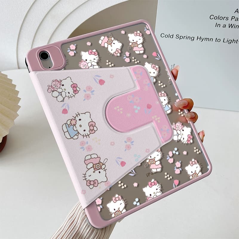 เคสiPadหมุน 360° Hellokitty Gen11/10 Air7/6 13 Gen12 Pro11 flower เคสไอแพด Air5 Gen6 Mini7 รูปที่ 2