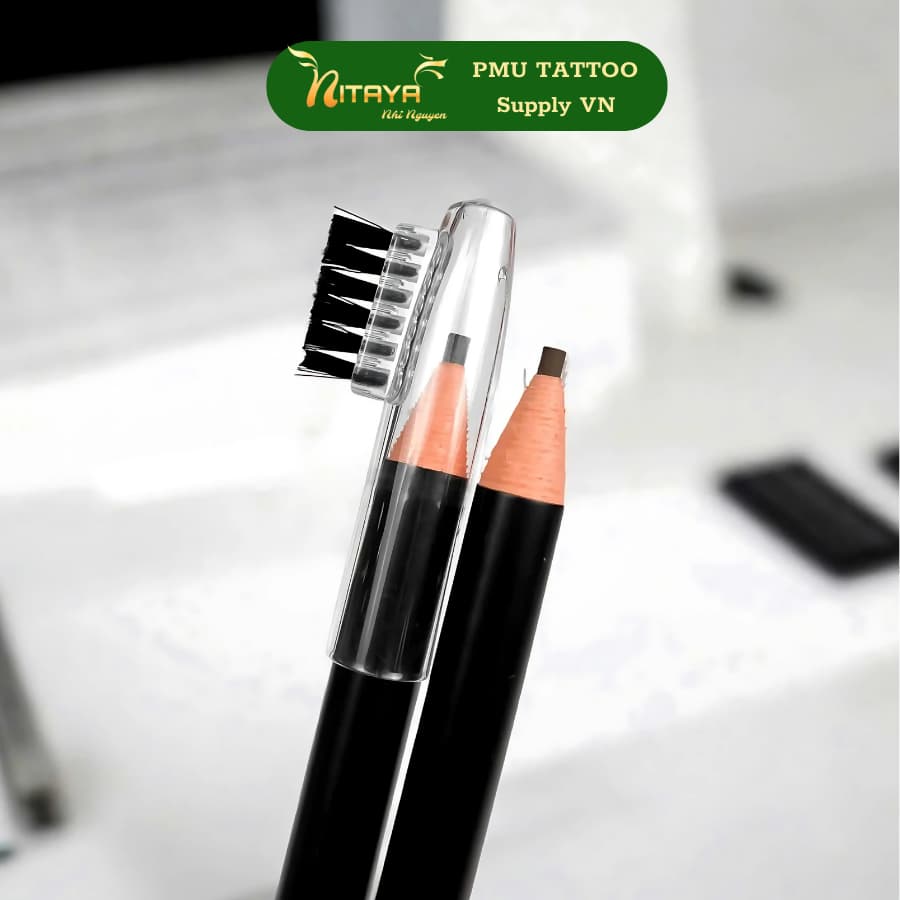 ดินสอ PMU 2 มม. สำหรับร่างโครงคิ้ว–ขอบปาก สีแดง/ดำ/ขาว เส้นคม ชัด รูปที่ 3