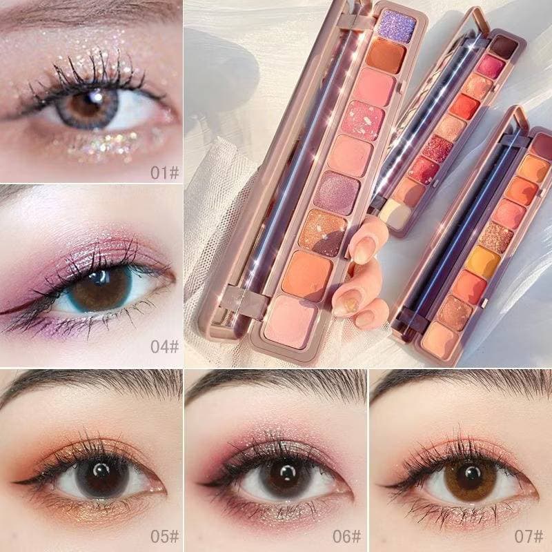 C.18..LAMEILA พาเลทยาว อายแชโดว์ 9 สี เนื้อดินน้ำมัน สีสวย ติดทน กันน้ำ เนื้อกลิต​เตอร์​ รูปที่ 1