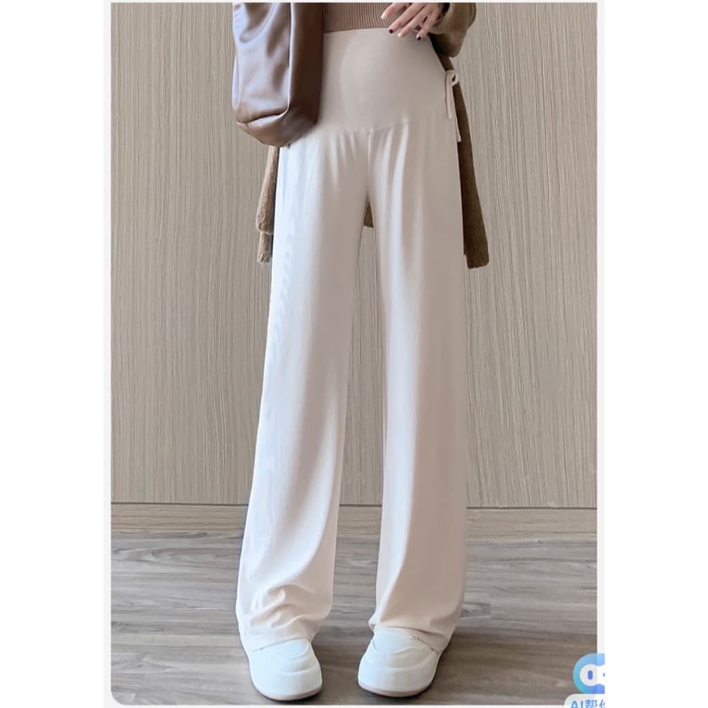 MACHIKO | L35 กางเกงขายาวคนท้อง พลีทเกาหลี มีโบว์ผูกด้านข้าง ใส่สบาย ใส่ได้ยันหลังคลอด รูปที่ 6