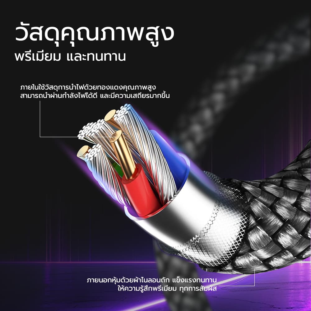 ZTEC ZC321S สายชาร์จเร็ว USB-C to USB-C 5A สำหรับ iPhone 17 240W รองรับเทคโนโลยีชาร์จเร็ว PD , QC -2Y รูปที่ 7