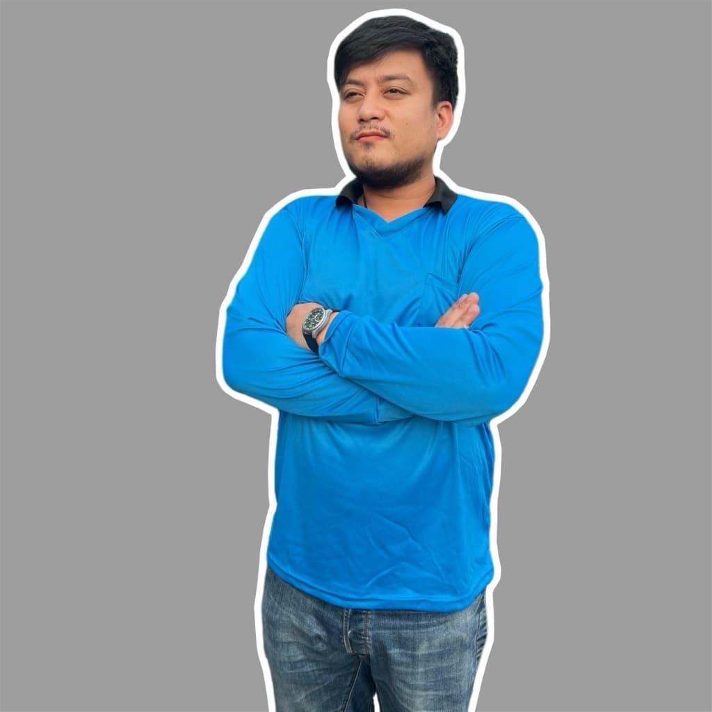 เสื้อคอปกแขนยาว เสื้อใส่ทำงาน ใส่ทำไร่ ใส่ทำสวน ใส่ทำกิจกรรม คอกลม ผ้าลื่น ระบายอากาศ แพค4ตัว คละสี รูปที่ 7