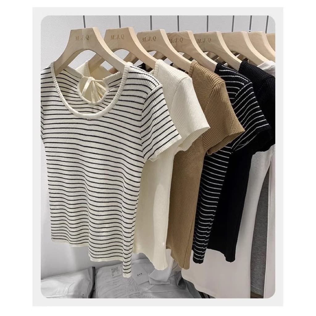 เสื้อยืดแฟชั่น เสื้อยืด เสื้อครอปน่ารัก 6สี 57037 รูปที่ 1