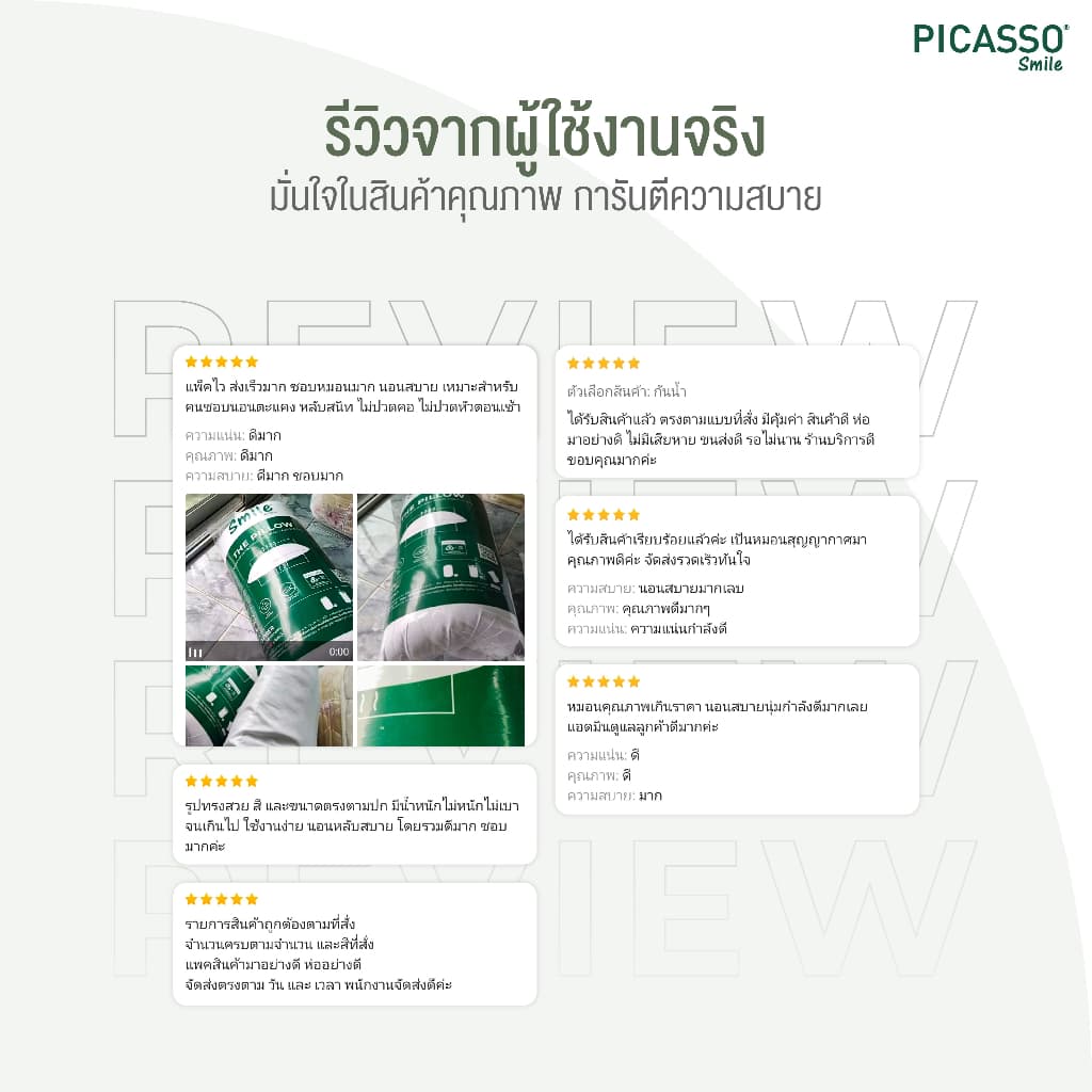 Smile by Picasso หมอนหนุนอีโค่กรีน ไฟเบอร์ 2 ใบ รูปที่ 6