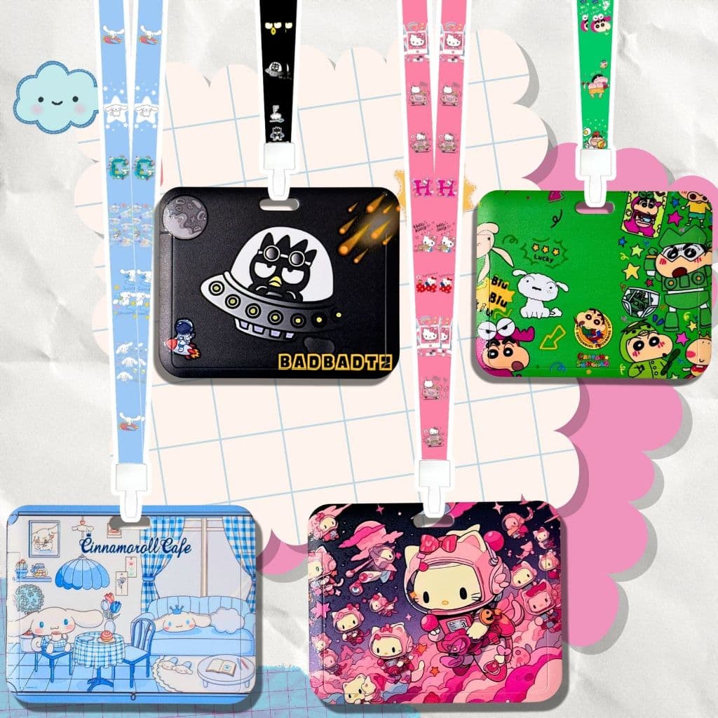 บัตรนักเรียน กรอบบัตร ซองใส่บัตรพนักงาน กรอบ ร้อมสาย ลายการ์ตูน แนวตั้ง พลาสติกอย่างดี เฟรมการ์ด รูปที่ 1