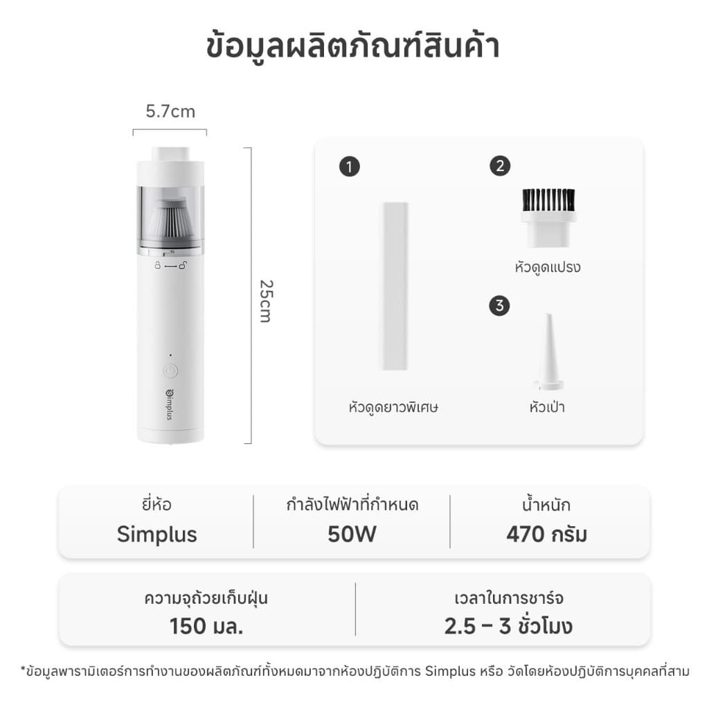 Simplus x PP Krit เครื่องดูดฝุ่นมือถือ 3-in-1 ดูด-เป่า ไร้สาย แรงดูด 8000Pa ใช้ในบ้าน-ในรถ XCQH018 รูปที่ 9