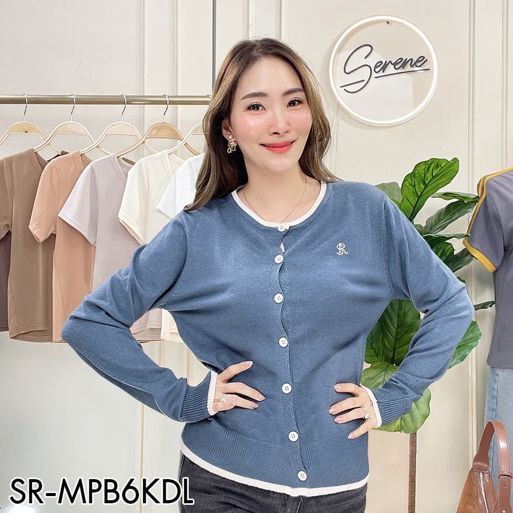 Serene's Choice เสื้อไหมพรม คาร์ดิแกน ทูโทน รุ่น Darel ผ้าถักคุณภาพ แขนยาว ติดกระดุม Cardigan รูปที่ 3