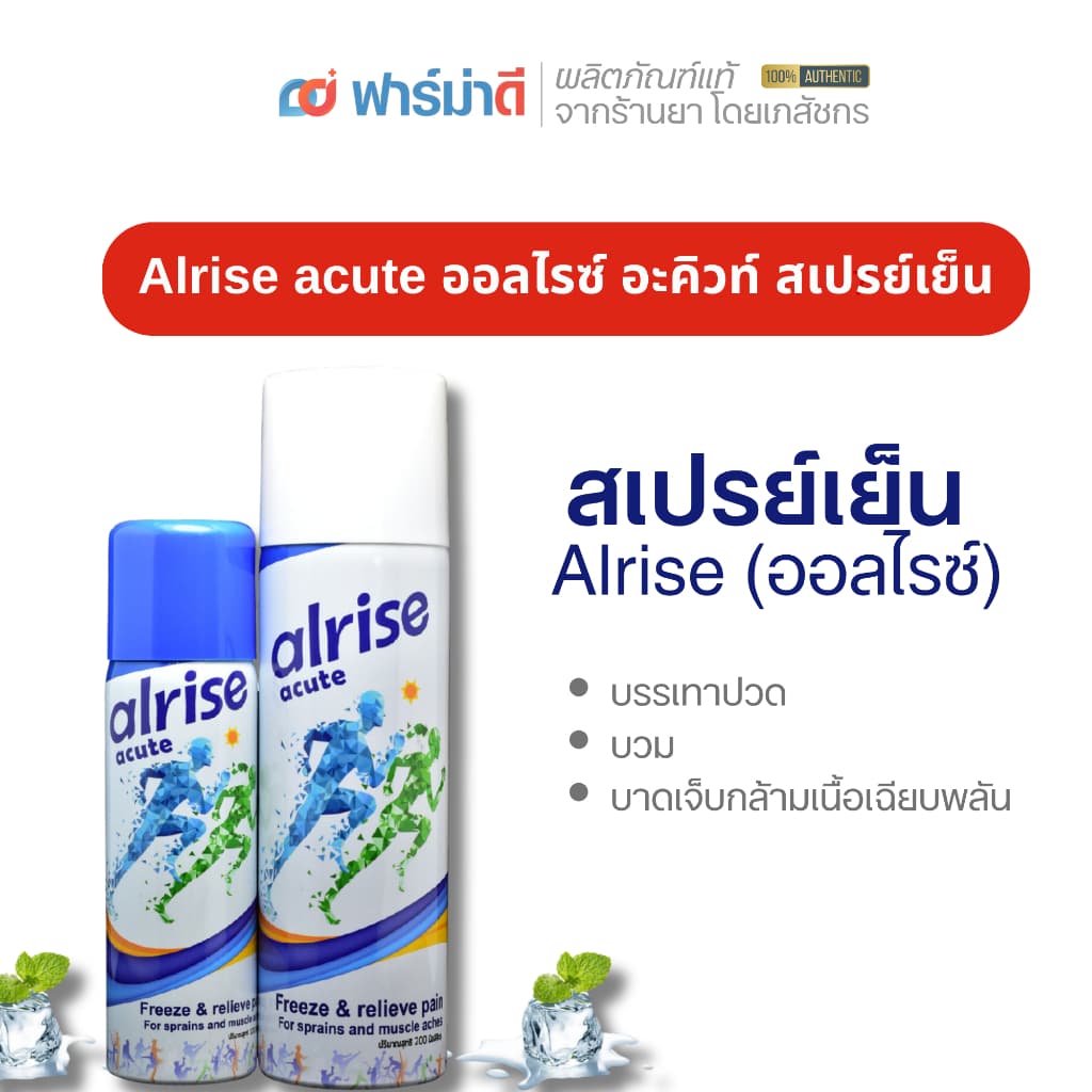 Alrise acute ออลไรซ์ อะคิวท์ สเปรย์เย็น บรรเทาปวด 100 ML / 200 ML. รูปที่ 1