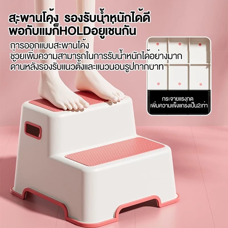 เก้าอี้สตูลเด็ก สตูลวางเท้าเก้าอี้สตูลล้างหน้าเด็ก 2 ชั้น วัสดุพีพีคุณภาพสูง ปลอดภัยป้องกันการลื่น รูปที่ 7