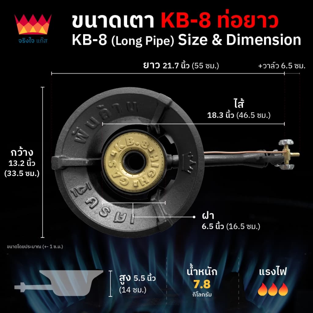 เตาแก๊ส KB8 รุ่นเศรษฐีพันล้าน เตาแม่ค้า ขนาด 13 นิ้ว เตาฟู่ "จริงใจแก๊ส" รูปที่ 4