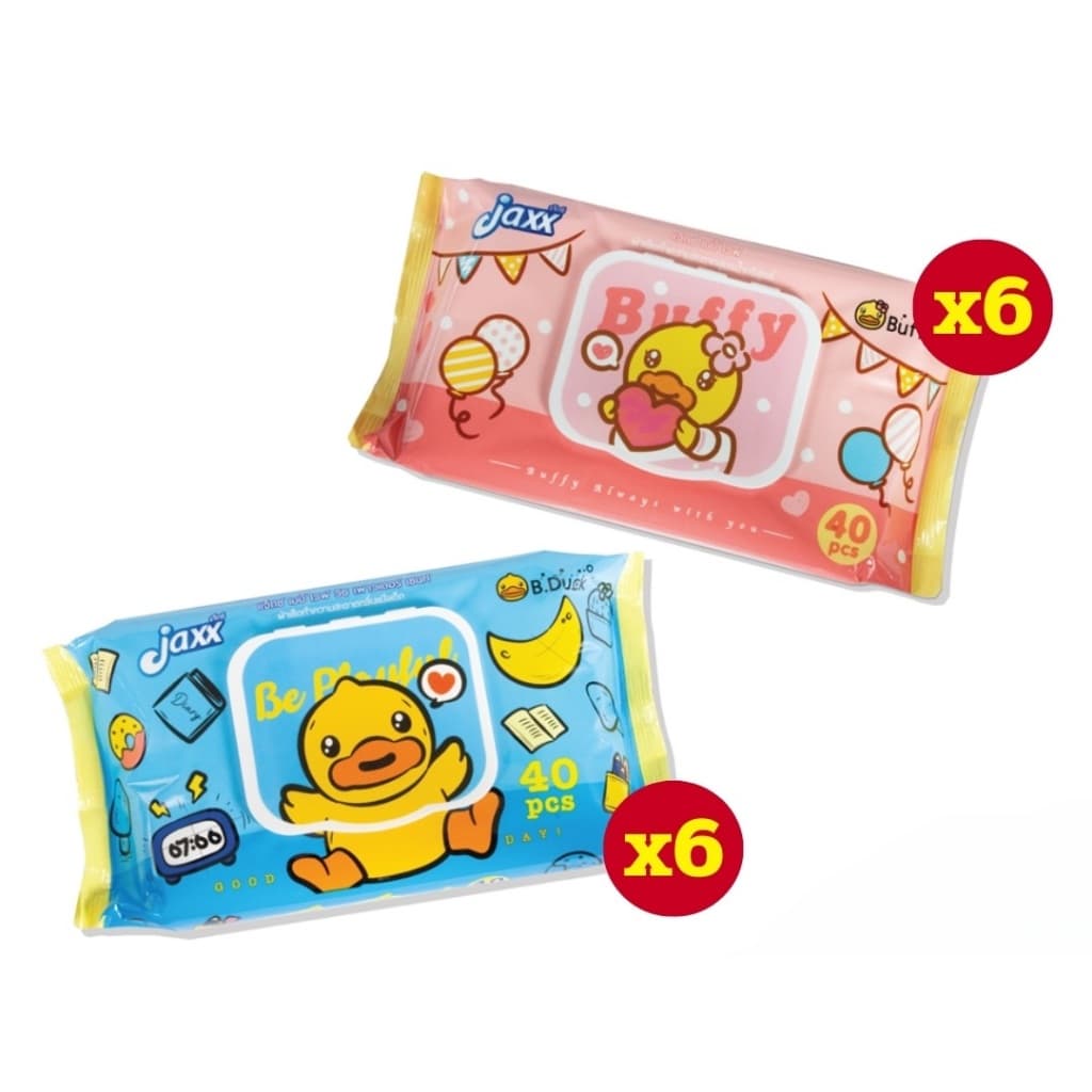 6ห่อ/1แพ็ค JAXX Baby Wipe B-Duck 40Pcs แจ็กซ์ เบบี้ ไวพ์ ทิชชู่เปียก รูปที่ 2