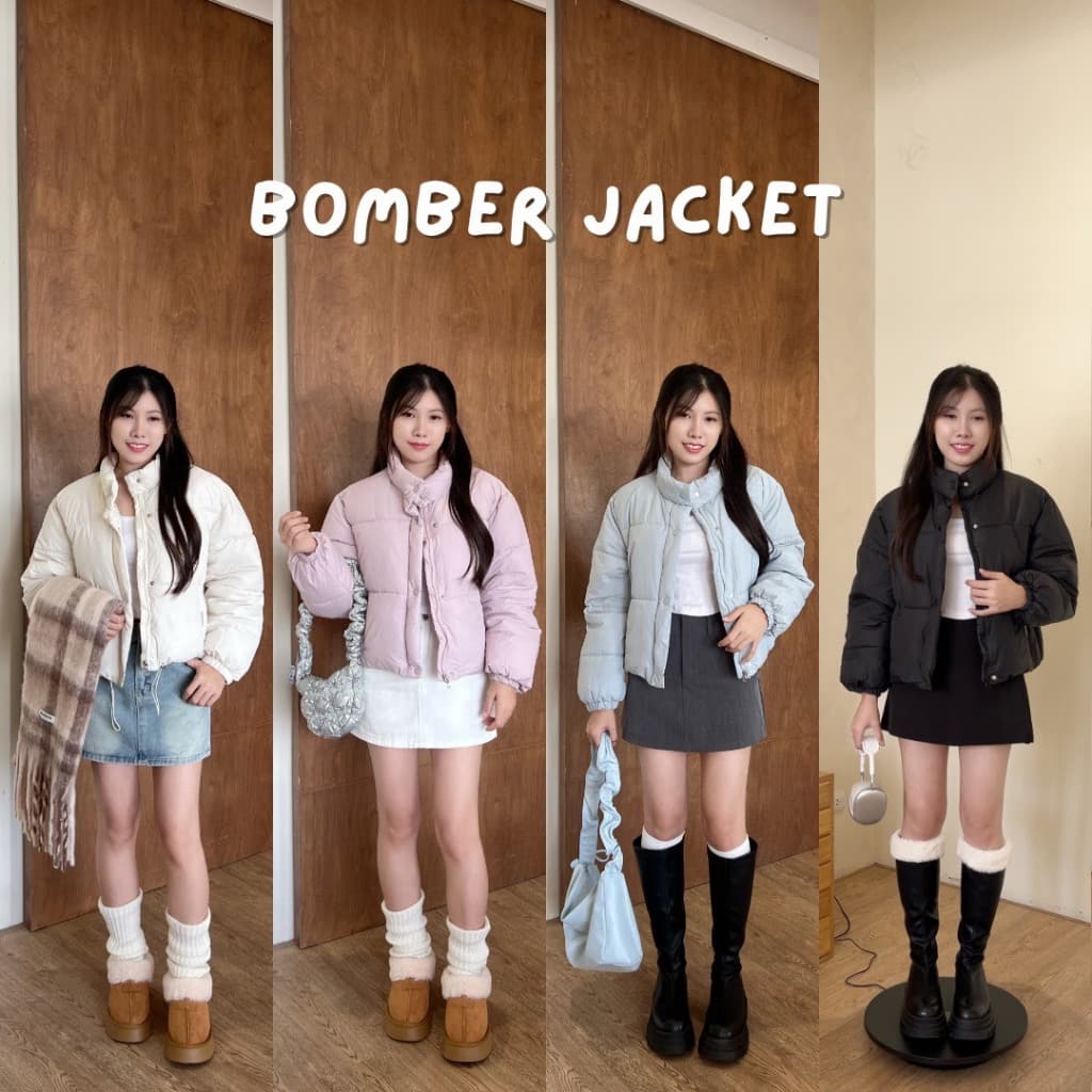 Beberlin เสื้อโค้ทบุนวมกันหนาวแบบครอปสั้น ทรงหลวม รุ่น Bomber jacket / No : 1013 รูปที่ 1