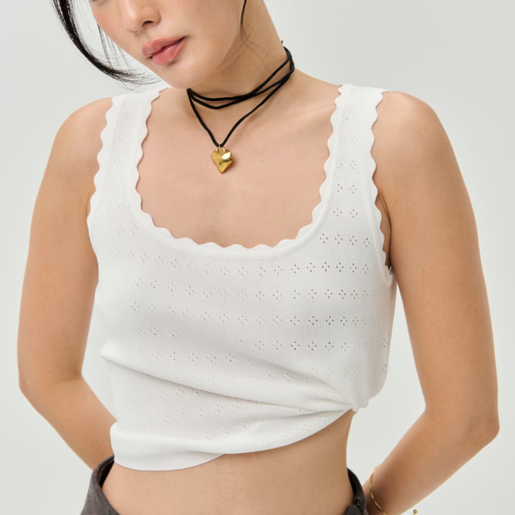 Felt.bkk Lilie Top เสื้อแขนกุดขอบคลื่น ดีเทล ผ้าฉลุ รูปที่ 6