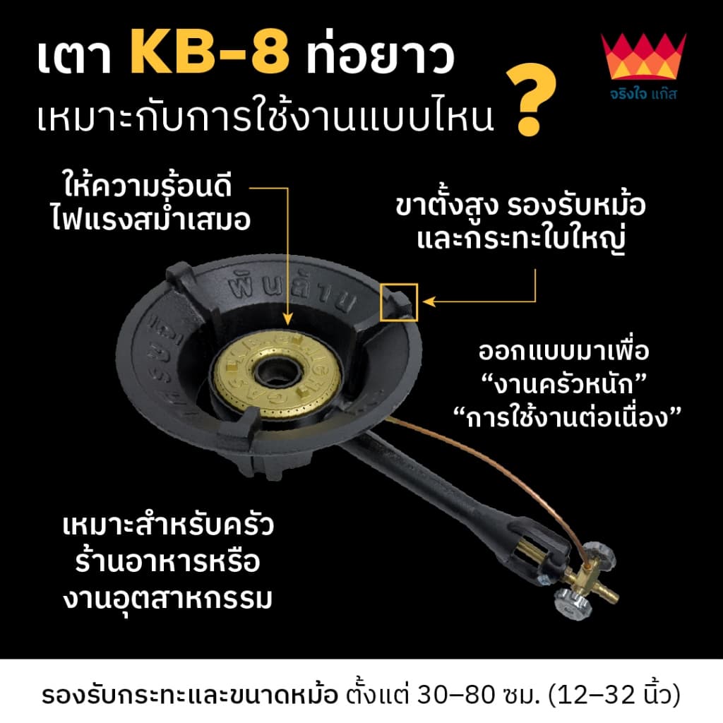 เตาแก๊ส KB8 รุ่นเศรษฐีพันล้าน เตาแม่ค้า ขนาด 13 นิ้ว เตาฟู่ "จริงใจแก๊ส" รูปที่ 2