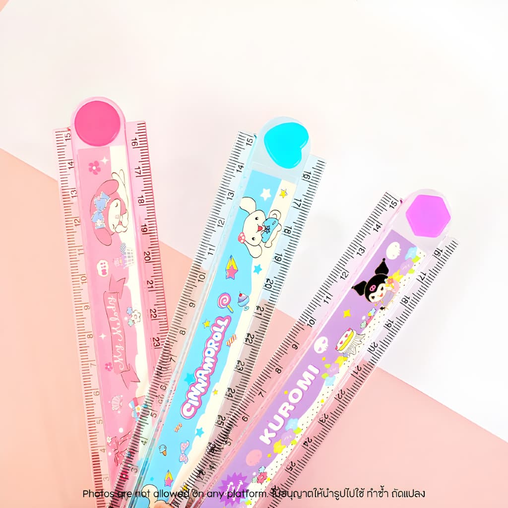 ไม้บรรทัดพับได้ Sanrio Foldable ruler ลาย Kuromi My Melody Cinnamoroll ไม้บรรทัดวาดรูป อุปกรณ์การเรียนเครื่องเขียนน่ารัก รูปที่ 7