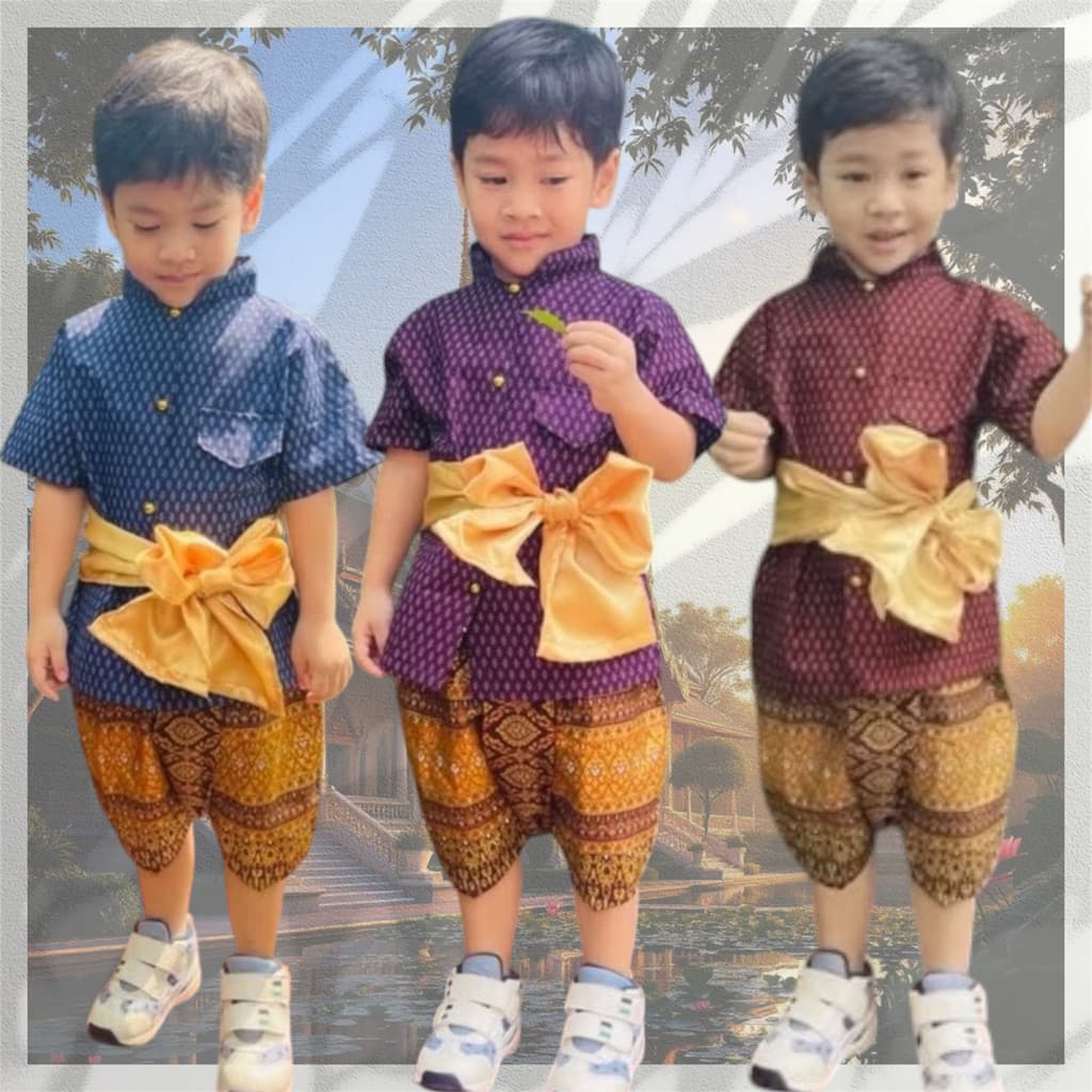 ชุดไทยเด็กผู้ชาย ชุดราชปะแตนเด็ก ชุดพี่หมื่นเด็ก FV32 รูปที่ 1