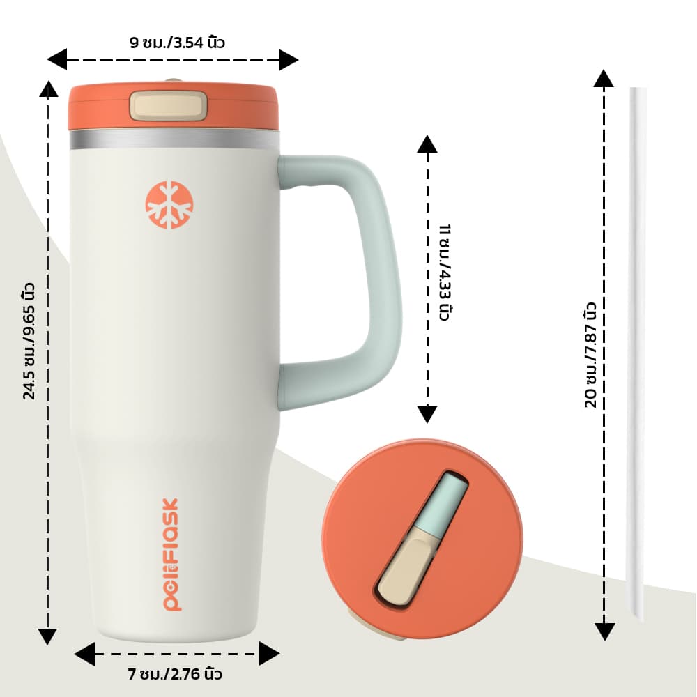 Peliflask แก้วเก็บความเย็น 32oz Tumbler สแตนเลสผู้ถือถ้วยรถที่มีฝาปิดคู่และที่จับขวดน้ำความจุสูง รูปที่ 7