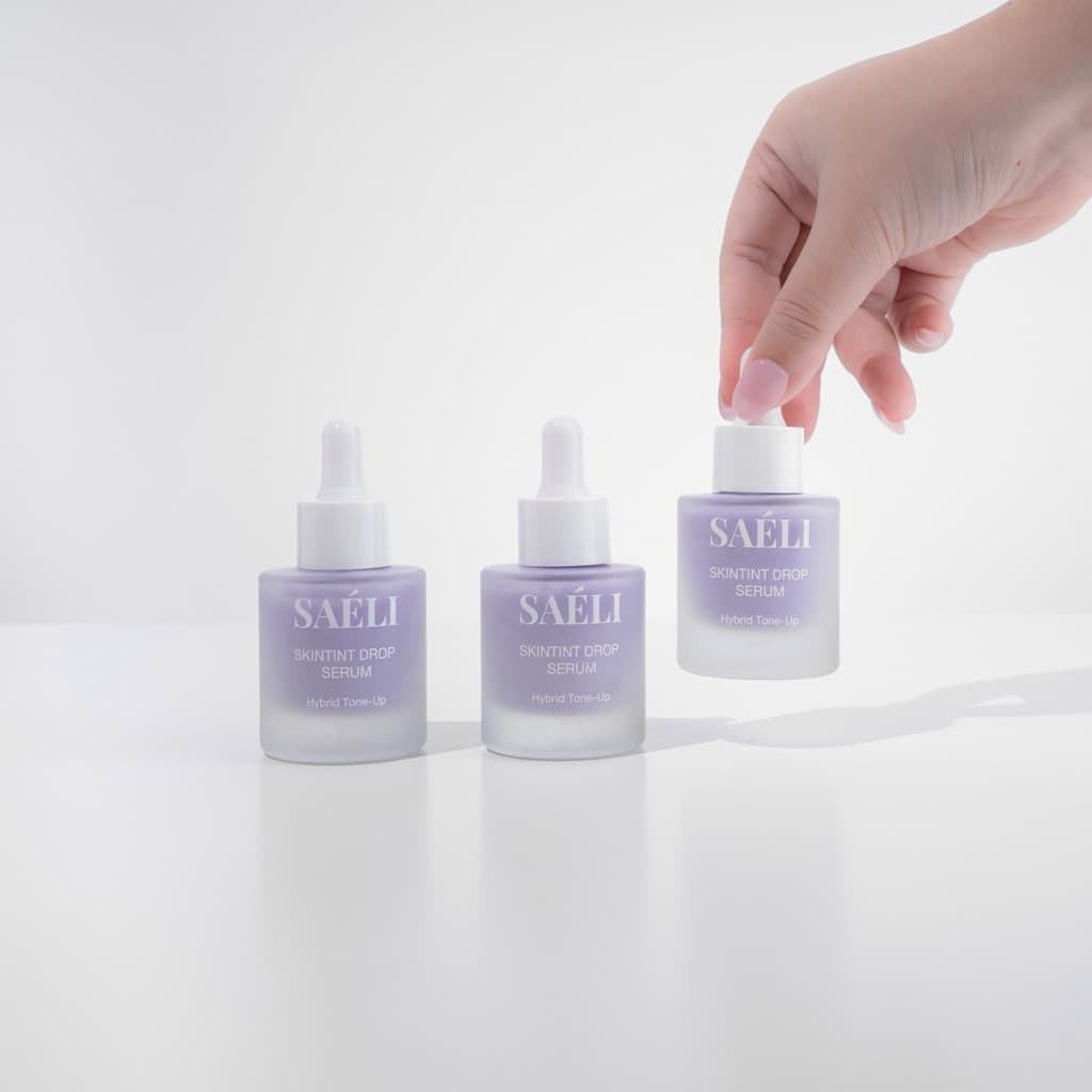 SAELI Skintint Drop Tone up Serum No.02 Violet Glow ไฮบริด โทนอัพเซรั่ม ผิวใสละมุน+บำรุง สำหรับคนเป็นสิวผิวแพ้ง่าย รูปที่ 9