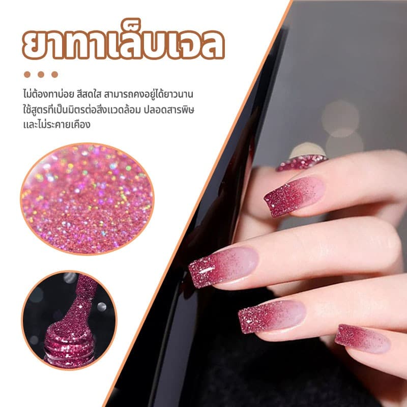 Nawoelite เจล กลิตเตอร์ สีทาเล็บเจล เจลทาเล็บเกล็ดเพชร12สี ใช้ไฟLED สีเจลประกายจักรราศี ประกายดาวพราวพร่าง รูปที่ 3