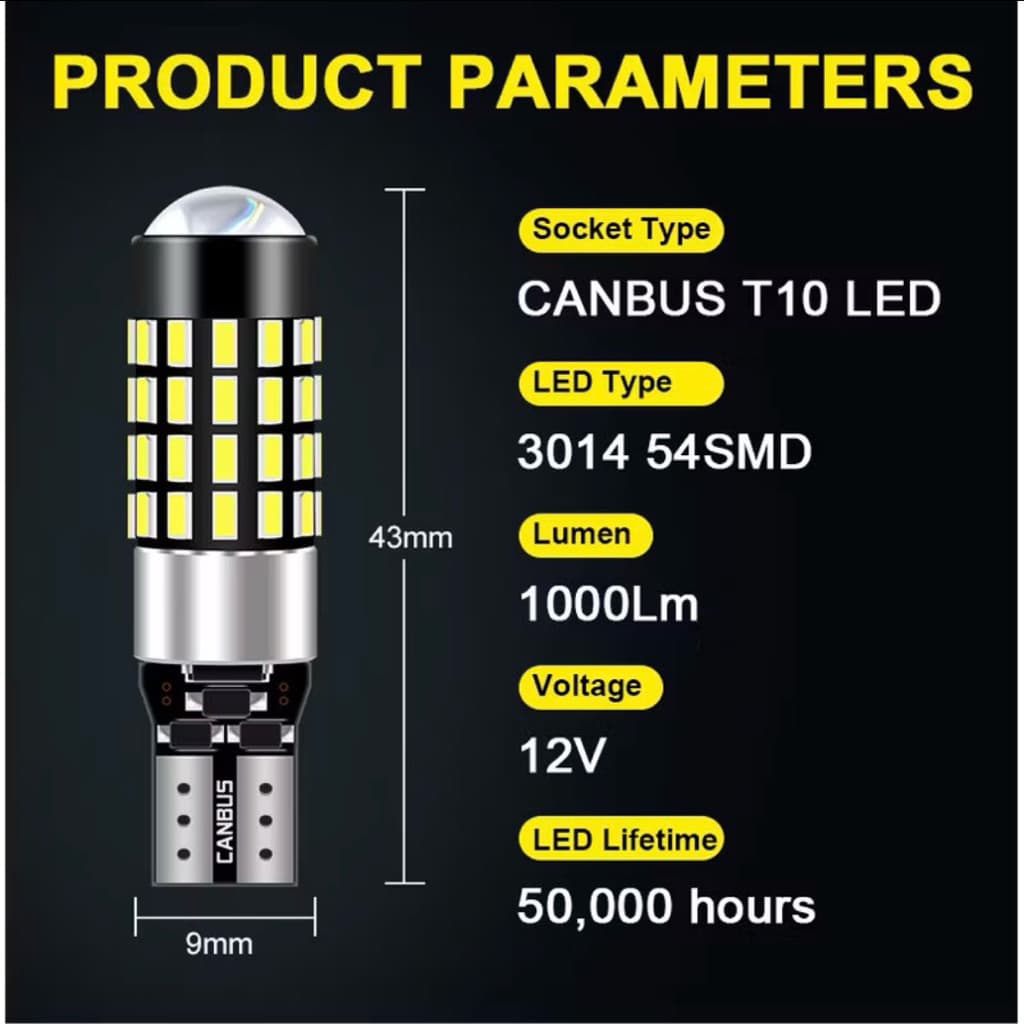 หลอดไฟ T 10 Led W 5 W Canbus 194 168 54 Smd 3014 สว่างตาแตก รูปที่ 2