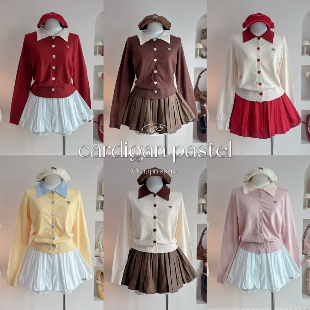 Cardigan Pastel ชุดเสื้อคาร์ดิแกนสีพาสเทล แมทกระโปรง รูปที่ 1