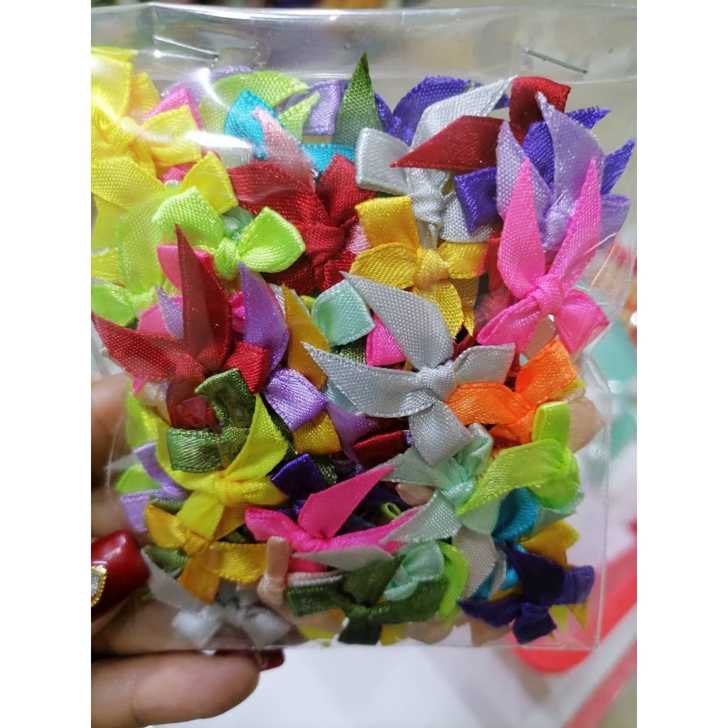 โบว์ผ้าปั้มลายสก๊อต ลายจุด โบว์ปั้มมีหาง โบว์ผ้าจิ๋ว ห่อละ 100ชิ้น ใช่ตกแต่งชิ้นงานต่างๆ รูปที่ 4