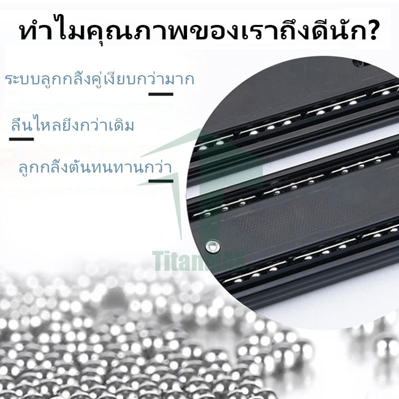 รางลิ้นชัก ลูกปืน ปิดนุ่ม สีดำ ​​รางสไลด์เงียบ​​ ขนาด8.5นิ้ว-20นิ้ว รางสไลด์ ใช้สำหรับ ตู้ลิ้นชัก ตู้ รูปที่ 8