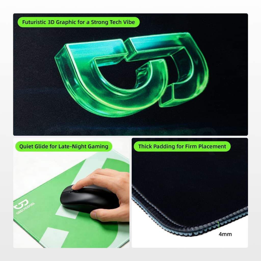 GOOJODOQ แผ่นรองเมาส์ กันลื่น ดีไซน์แบบโอเวอร์ล็อก ยางคุณภาพสูง หนาขึ้น Mouse Pad รูปที่ 8
