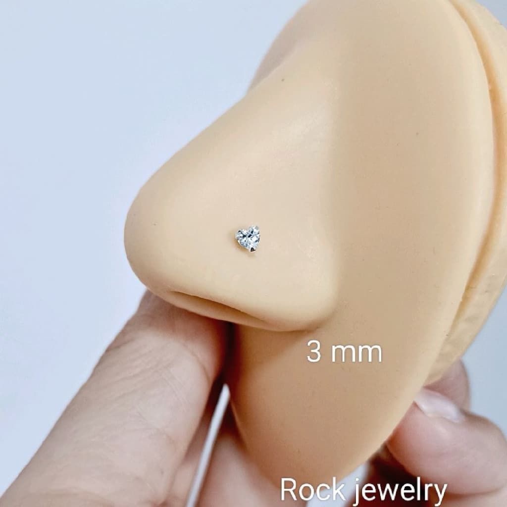 NSDSVCZ จิวจมูกเงินแท้ ห่วง และก้านเพชร 2 ,2.5 mm. ราคา 2 ชิ้น รูปที่ 3