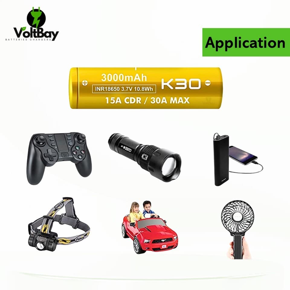 ถ่านชาร์จ Vapcell สีทอง รุ่น 18650 K30 3000mAh 3.7V 15A/30A รูปที่ 7