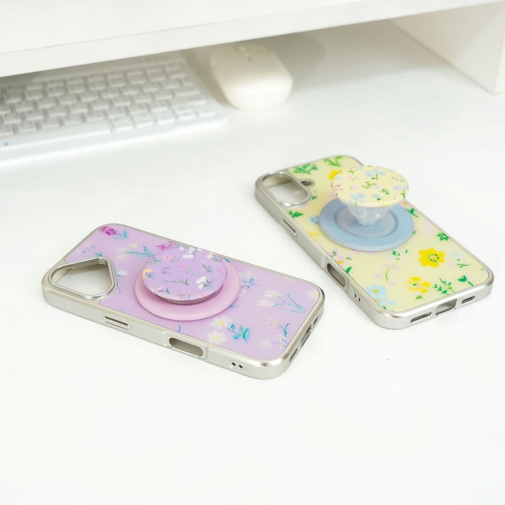 NEW Laongmoon เคสไอโฟนขอบเงิน พิมพ์ลาย Flower Sweet Collection สำหรับ iPhone 12 13 14 15 16 17 รูปที่ 4