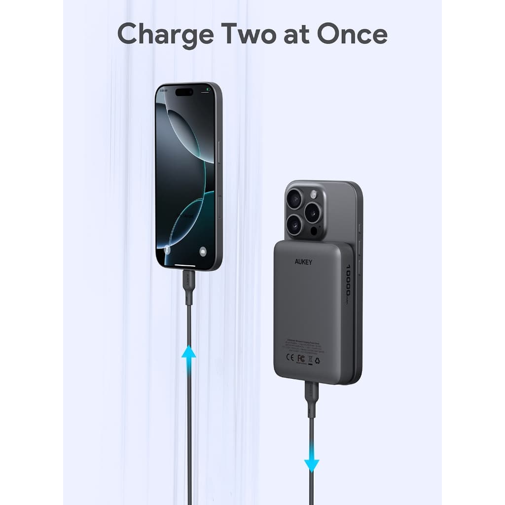AUKEY PB-MS04 10000mAh Qi Magnetic พาวเวอร์แบงค์ไร้สาย Power Bank รองรับ iPhone 17/16/15/14 รูปที่ 6