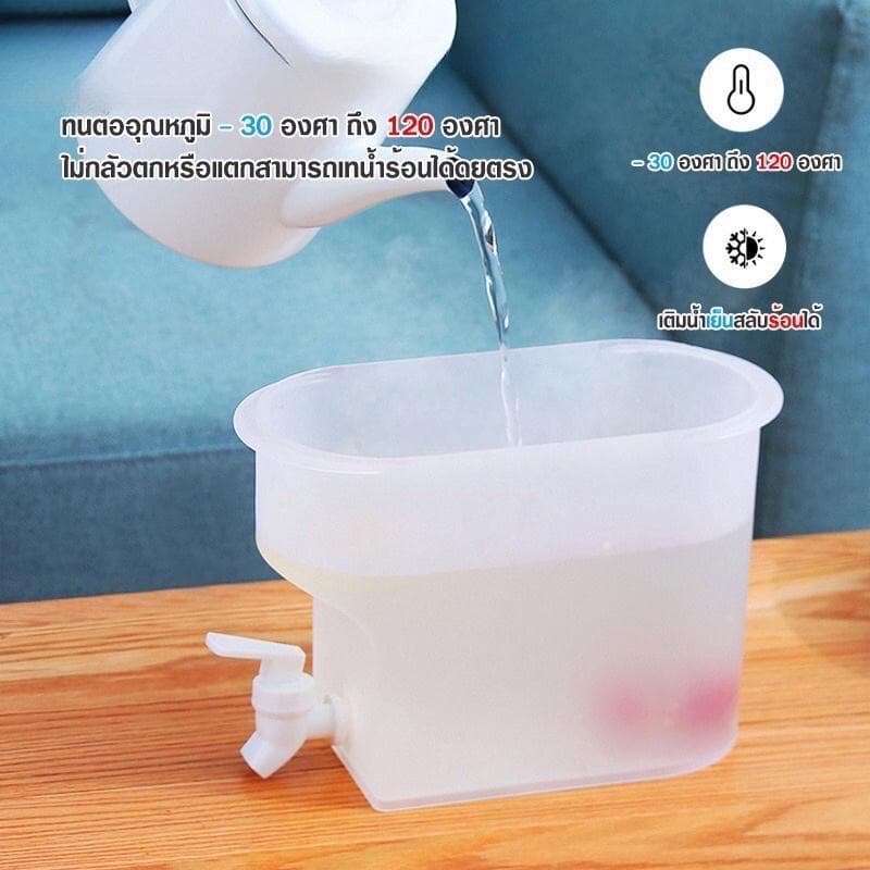 ถังน้ำ กระติกน้ำเย็น คูลเลอร์น้ำมีก๊อก สามารถใส่ตู้เย็นได้ 3.5 ลิตร กระติกน้ำแบบพกพา ความจุขนาดใหญ่ รูปที่ 5