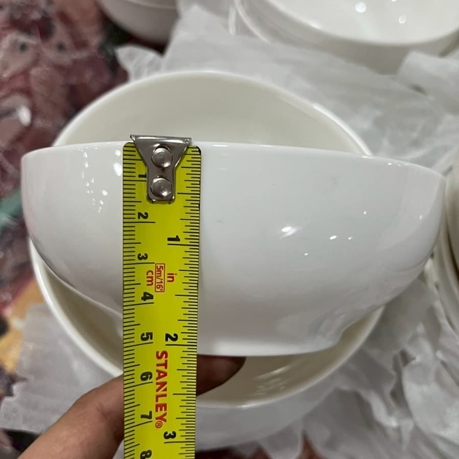 ถ้วยเซรามิก ขนาด 6 นิ้ว ถ้วยทรงกลม ชามลายสีขาวเงา ทำจากเซรามิคเนื้อดี เข้าไมโครเวฟได้ รูปที่ 4