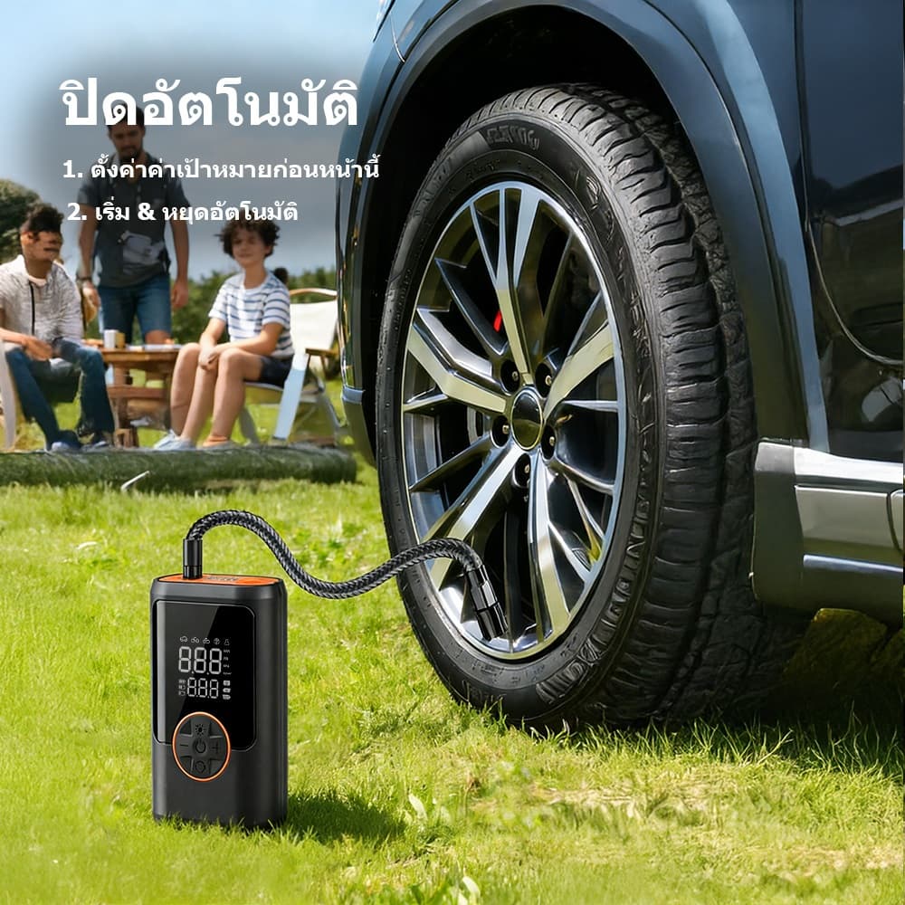 MINI FAST ปั้มลมไฟฟ้า ที่เติมลมยางรถ ปั๊มลม การวัดแรงดันที่แม่นยำ ชาร์จไฟได้ Digital Gauge led sp motor รูปที่ 4