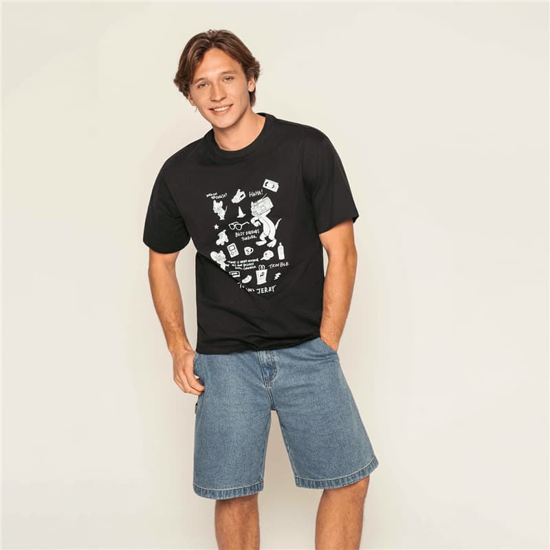GIORDANO เสื้อยืดผู้ชาย Men's Relaxed Tom and Jerry tee 01096278 รูปที่ 1