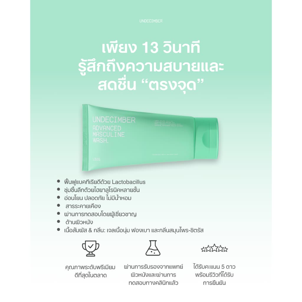 Undecimber ผลิตภัณฑ์ทำความสะอาดจุดซ่อนเร้นผู้ชาย Advanced Masculine Wash รูปที่ 8