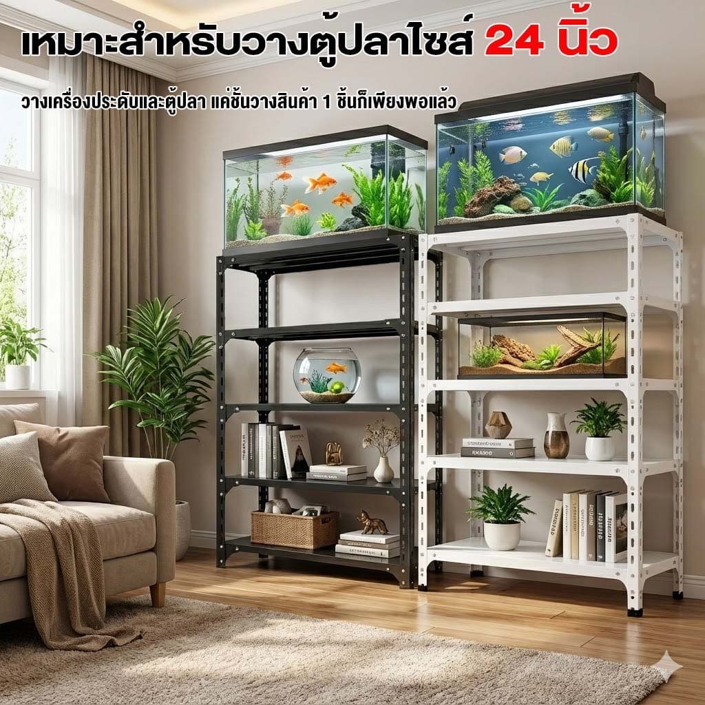 ESShelf ชั้นวางของ 3/4/5ชั้น สูง100/150/180cm ขาว ดำ แข็งแรง Warehouse Supermarket kitchen shelf รูปที่ 4