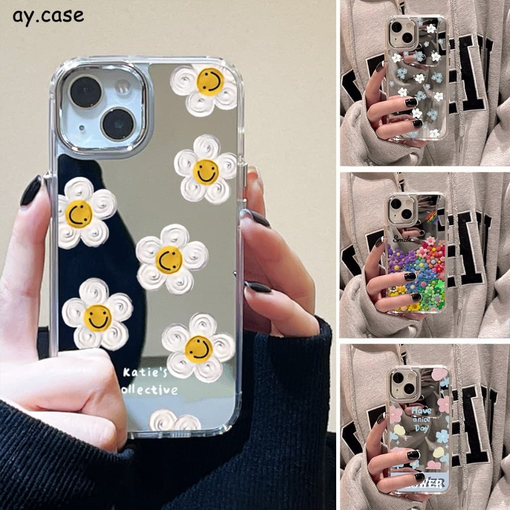 COD Case เคส iPhone 11 13 16 15 14 12 17 Pro Max เคสไอโฟน11 16promax Case ลายดอกไม้ กรณีโทรศัพท์มือถือชุบกระจก รูปที่ 1
