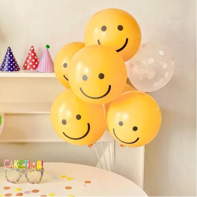 .ลูกโป่งยาง รูปหน้ายิ้มน่ารัก ลูกโป่งวันเกิด ลูกโป่งตกแต่ง Balloon HBD อุปกรณ์ปาร์ตี้ ลูกโป่งยาง รูปที่ 4