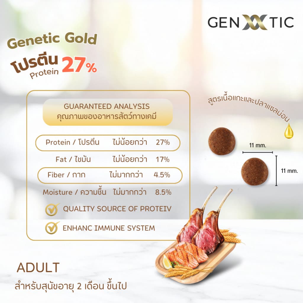 อาหารสุนัข Genetic Gold สูตรเนื้อแกะและปลาแซลมอน ขนาด 2.27Kg. รูปที่ 4